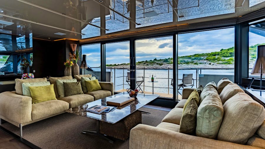 M/Y NOOR II accommodates 11 guests in 5 cabins with private bathrooms.